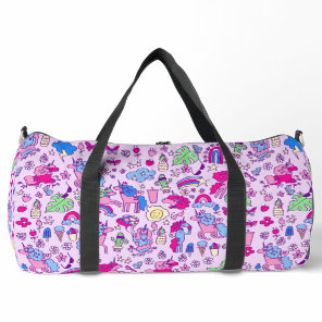 unicorn pegasus horse rainbow doodle duffle bag