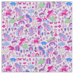 unicorn pegasus horse rainbow doodle fabric