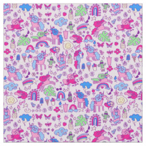 unicorn pegasus horse rainbow doodle fabric