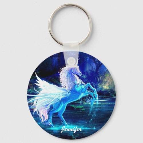 Unicorn Pegasus Keychain Add YOUR NAME
