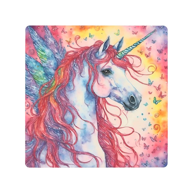 Unicorn Pegasus Metal Print (Front)