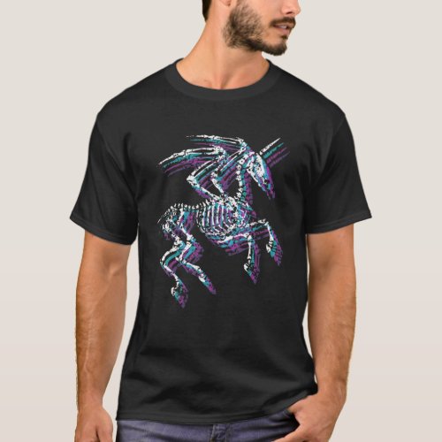 Unicorn Pegasus Skeleton Retro Style 80S Vibes T_Shirt