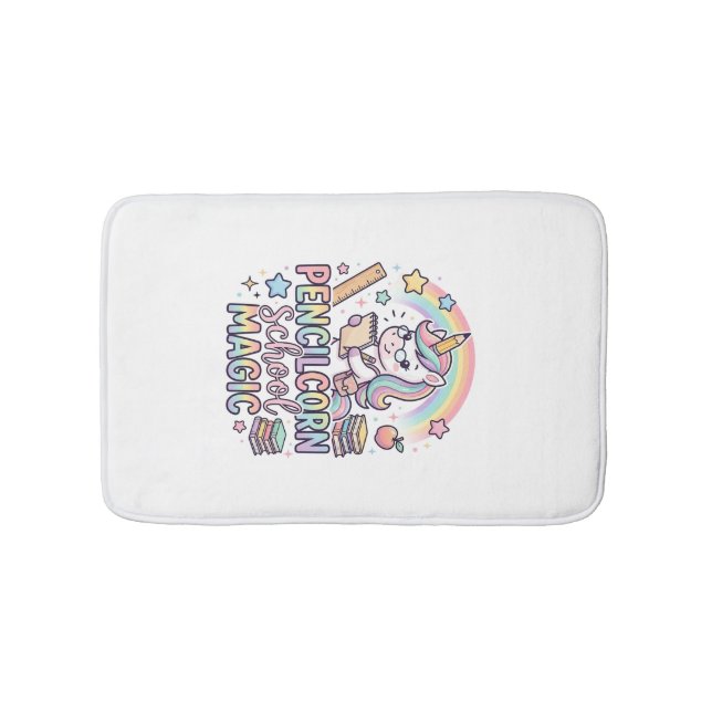 Unicorn Pencilcorn School Magic Adorable Sticker a Bath Mat (Front)