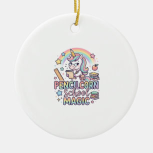 Unicorn Pencilcorn School Magic Adorable Sticker a Ceramic Ornament