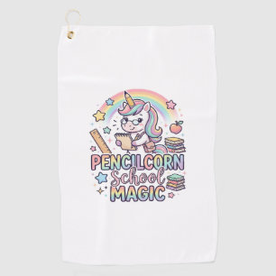 Unicorn Pencilcorn School Magic Adorable Sticker a Golf Towel