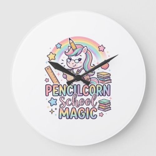 Unicorn Pencilcorn School Magic Adorable Sticker a Large Clock