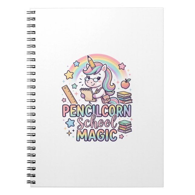 Unicorn Pencilcorn School Magic Adorable Sticker a Notebook (Front)