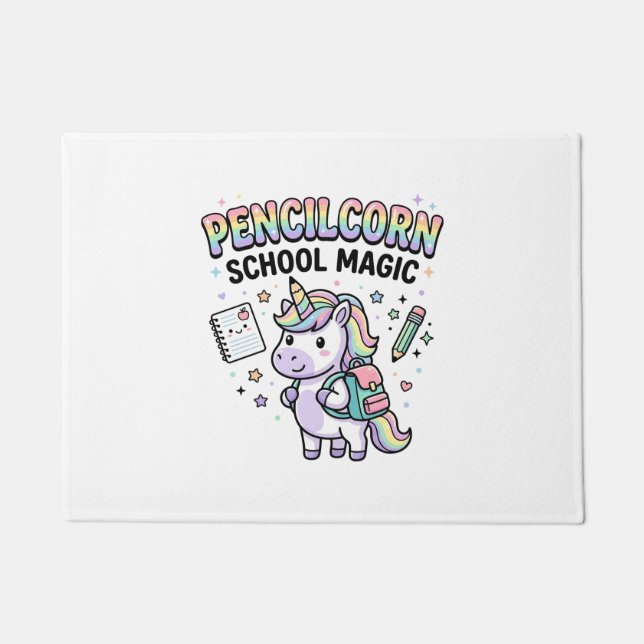 Unicorn Pencilcorn School Magic Charming Merch Des Doormat (Front)