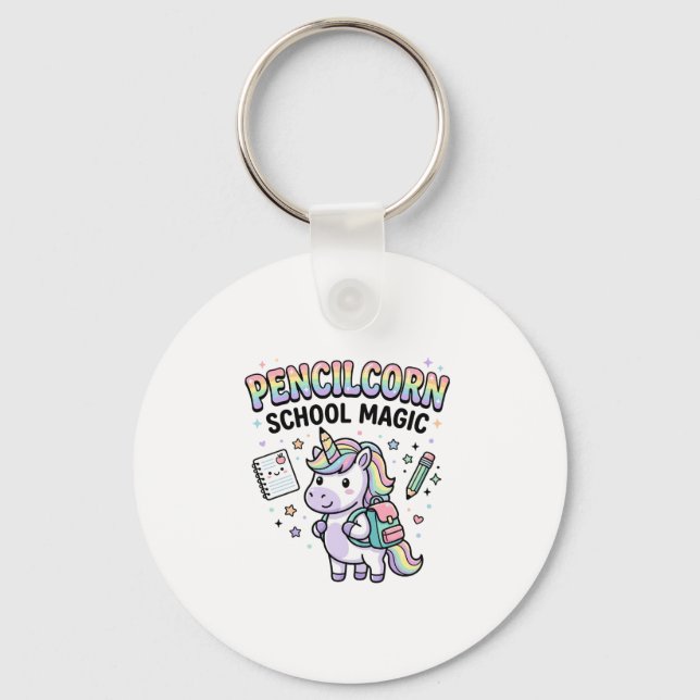Unicorn Pencilcorn School Magic Charming Merch Des Keychain (Front)