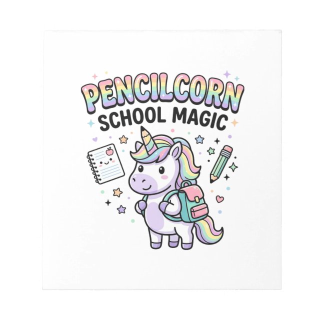 Unicorn Pencilcorn School Magic Charming Merch Des Notepad (Front)