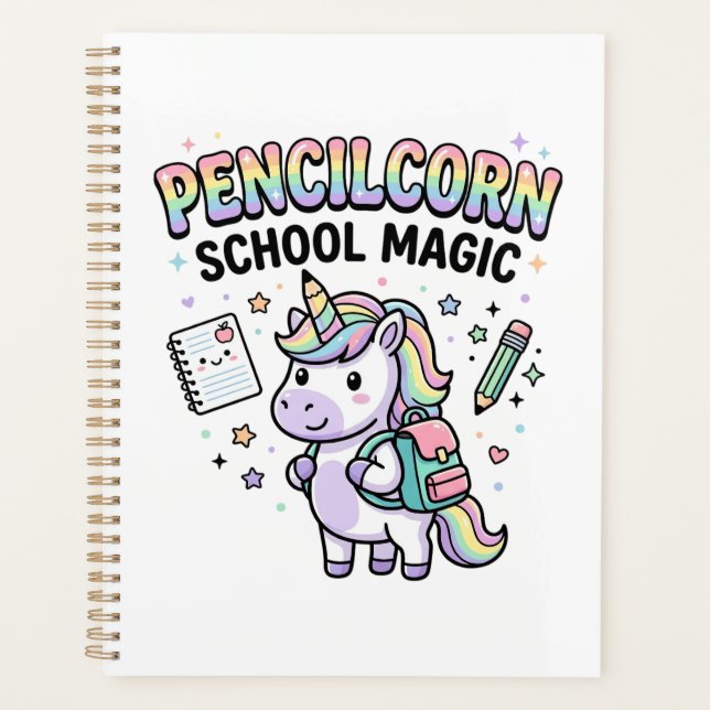 Unicorn Pencilcorn School Magic Charming Merch Des Planner (Front)