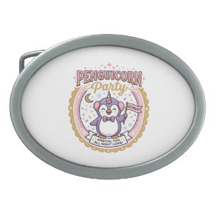 Unicorn Penguicorn Party POD Ready Zazzle Design_1 Belt Buckle