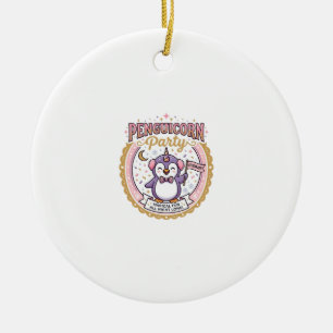 Unicorn Penguicorn Party POD Ready Zazzle Design_1 Ceramic Ornament