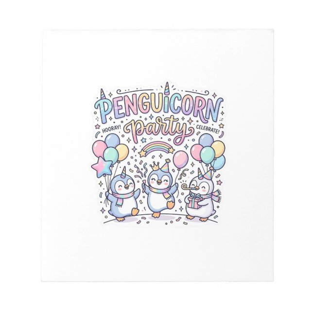Unicorn Penguicorn Party Premium Vector Vector Des Notepad (Front)