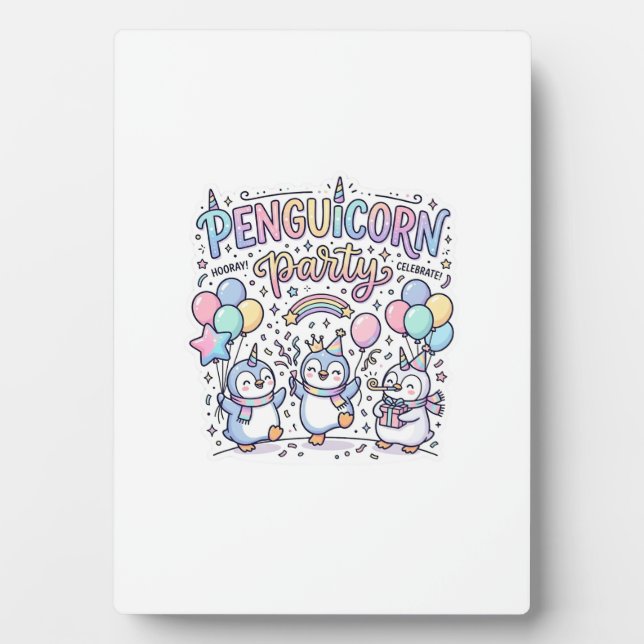 Unicorn Penguicorn Party Premium Vector Vector Des Plaque (Front)