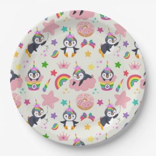 Unicorn Penguin Paper Plates