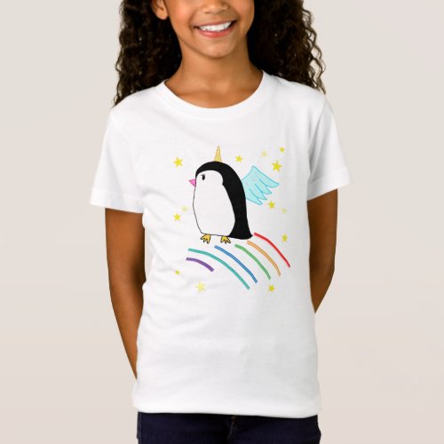 Unicorn Penguin Uniguin Flying Girls Shirt