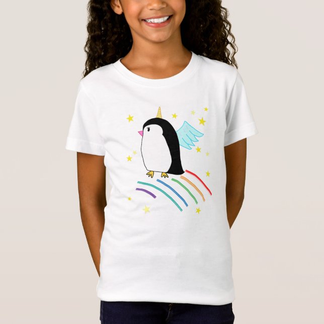 Unicorn Penguin Uniguin Flying Girls Shirt (Front)