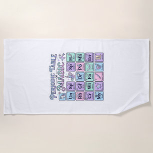 Unicorn Periodic Table of Magic Graphic Design Mer Beach Towel