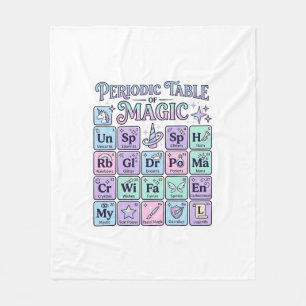 Unicorn Periodic Table of Magic Graphic Design Mer Fleece Blanket