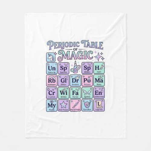 Unicorn Periodic Table of Magic Graphic Design Mer Fleece Blanket