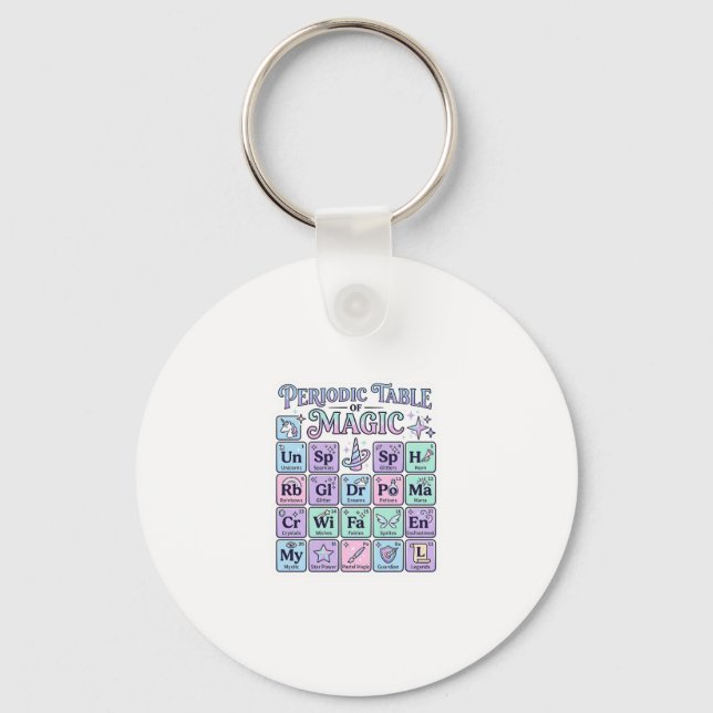 Unicorn Periodic Table of Magic Graphic Design Mer Keychain (Front)
