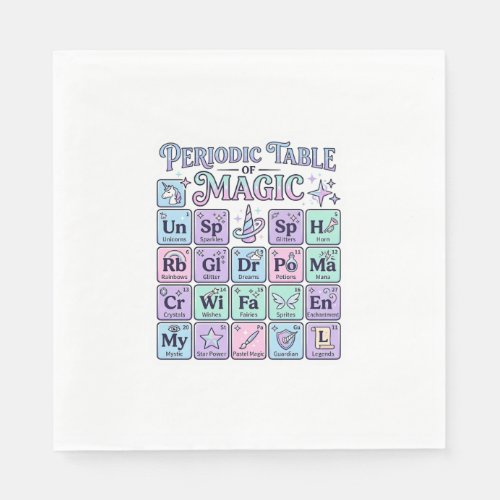 Unicorn Periodic Table of Magic Graphic Design Mer Napkins