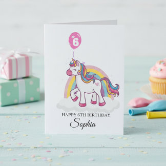 Unicorn Personalised Birthday Card for Kids 