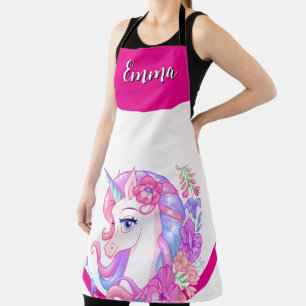 unicorn & personalize your name Crew  Apron