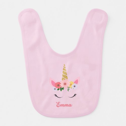 Unicorn Personalized  Baby Bib