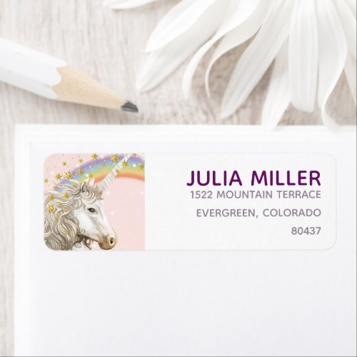 Unicorn Personalized Birthday Address Label