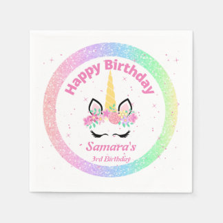 Unicorn Personalized Birthday Party Napkins