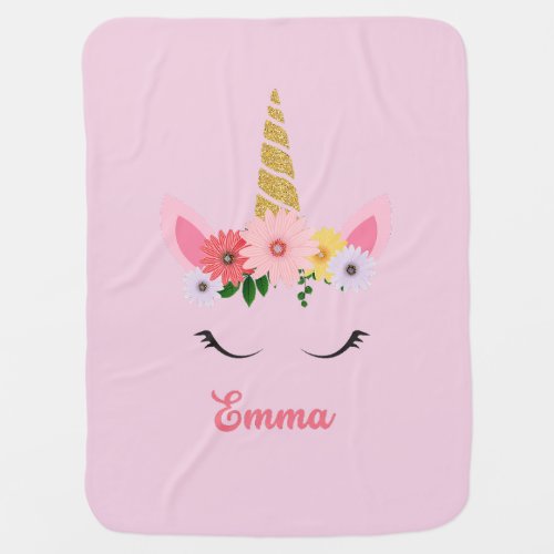 Unicorn Personalized Burping Cloth Baby Blanket
