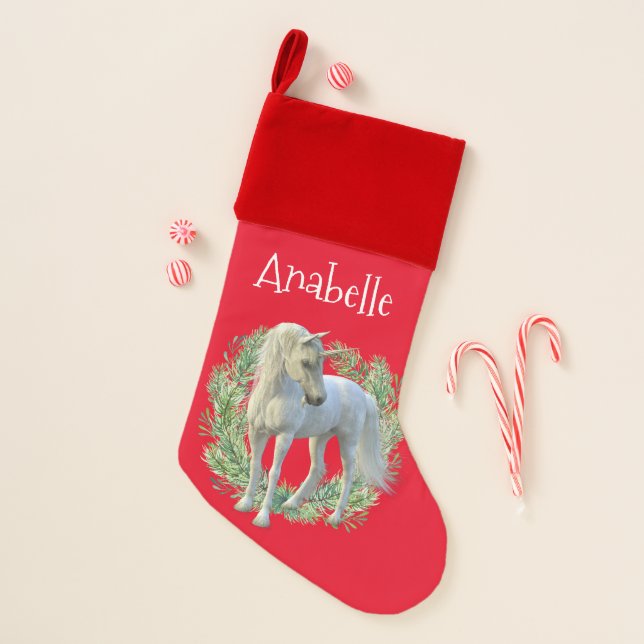 Unicorn Personalized  Christmas Holiday Christmas Stocking (Front)