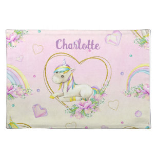 Unicorn Personalized     Cloth Placemat