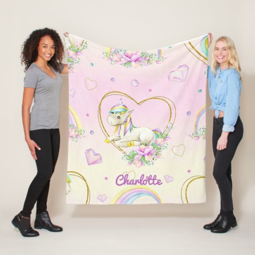 Unicorn Personalized  Fleece Blanket