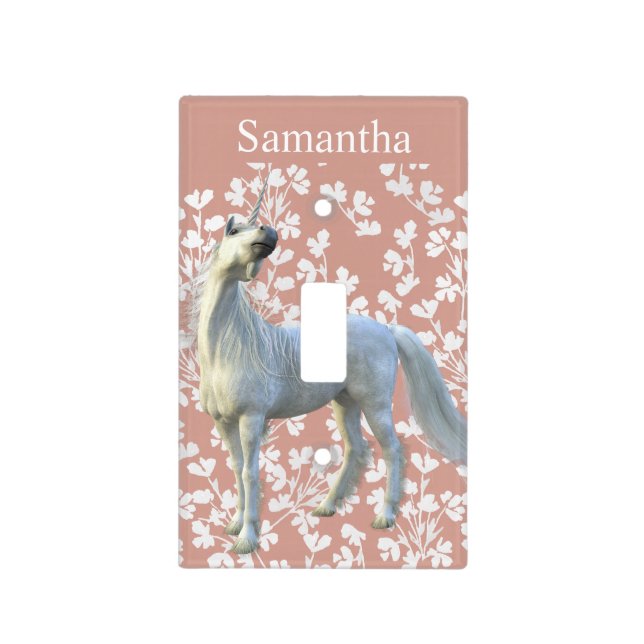 Unicorn Personalized Floral Light Switch Cover (Front)
