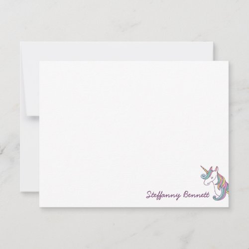 Unicorn Personalized Girl Stationery Note Card