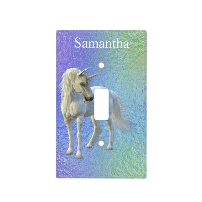 Unicorn Personalized Iridescent pretty Light Switch Cover (Front)
