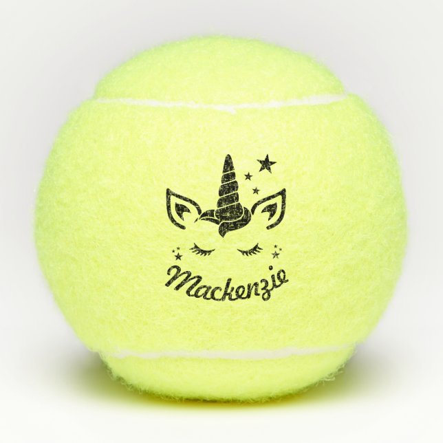 Unicorn Personalized Kids Name Tennis Balls (Front)