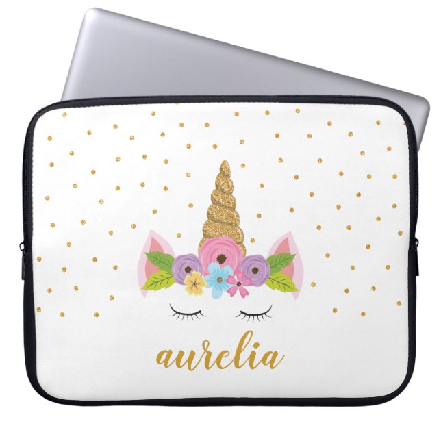 Unicorn Personalized Laptop Sleeve | Custom Color (Front)