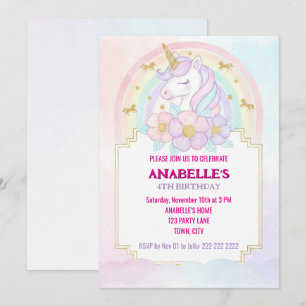 Unicorn Personalized Magical Birthday Invitation