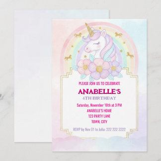 Unicorn Personalized Magical Birthday Invitation  