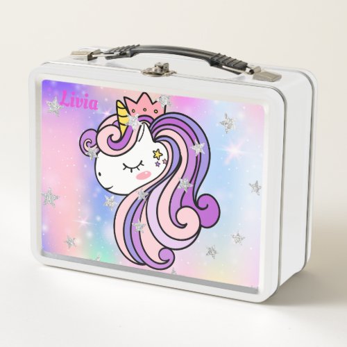 Unicorn Personalized  metal lunch box