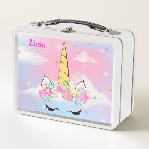 Unicorn Personalized  metal lunch box
