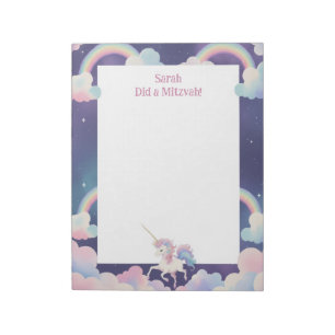 Unicorn Personalized Mitzvah Note pad