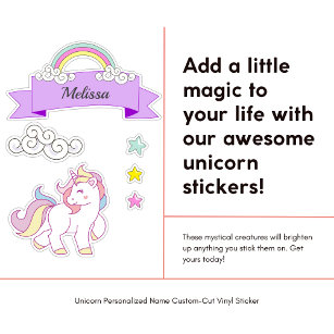 Kids Unicorn Waterproof Name Labels Personalized Unicorn 