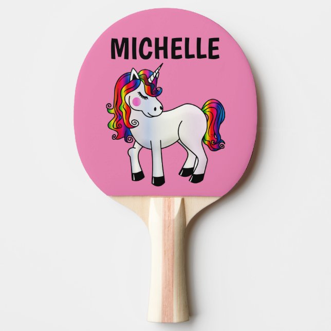 UNICORN PERSONALIZED PINK PING PONG PADDLES (Front)