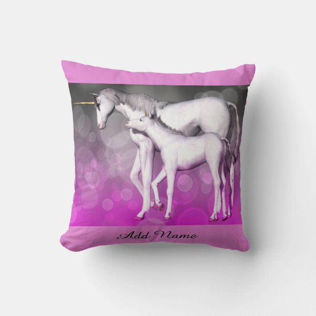 Unicorn Personalized Pink Purple Pillow (Front)