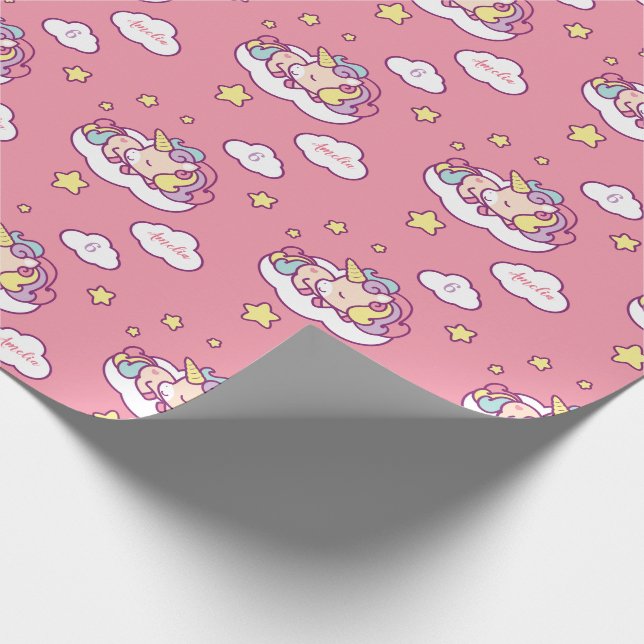 Unicorn Personalized Wrapping Paper (Name & Age) (Corner)
